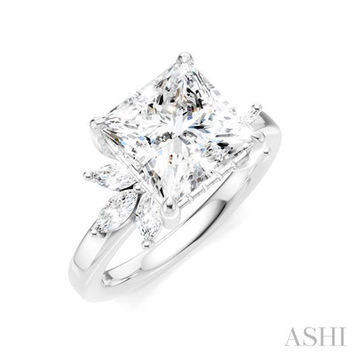 Princess Shape Semi-Mount Diamond Engagement Ring