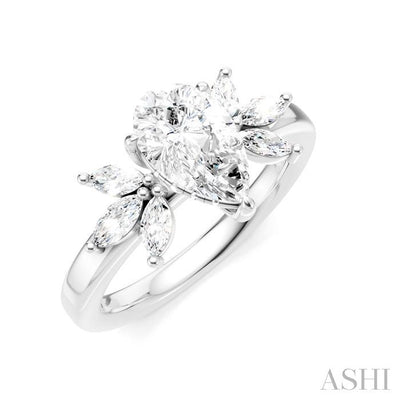 Pear Shape Semi-Mount Diamond Engagement Ring