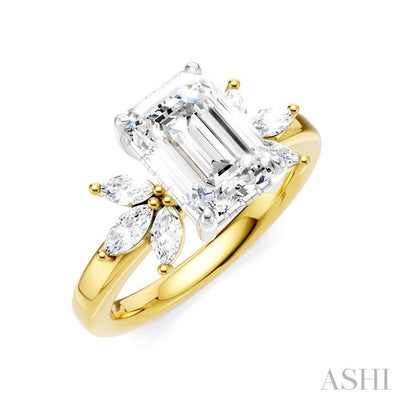 Emerald Shape Semi-Mount Diamond Engagement Ring