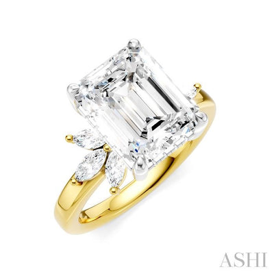Emerald Shape Semi-Mount Diamond Engagement Ring
