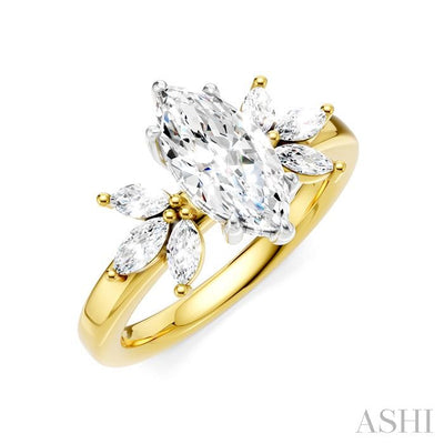 Marquise Shape Semi-Mount Diamond Engagement Ring