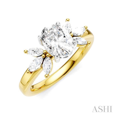 Oval Shape Semi-Mount Diamond Engagement Ring