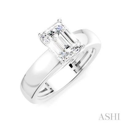 Emerald Shape Semi-Mount Diamond Engagement Ring