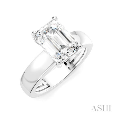 Emerald Shape Semi-Mount Diamond Engagement Ring