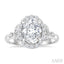 Oval Shape Semi-Mount Halo Diamond Engagement Ring