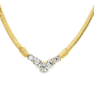 Diamond Chevron Omega Necklace