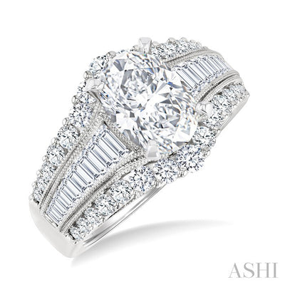 Oval Shape Semi-Mount Diamond Engagement Ring
