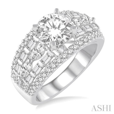 Round Shape Semi-Mount Diamond Engagement Ring
