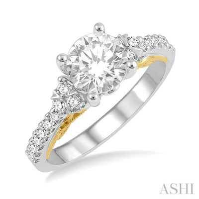 Round Shape Semi-Mount Diamond Engagement Ring