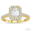 Emerald Shape Semi-Mount Halo Diamond Engagement Ring