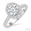 Round Shape Semi-Mount Halo Diamond Engagement Ring