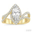 Marquise Shape Semi-Mount Halo Diamond Engagement Ring