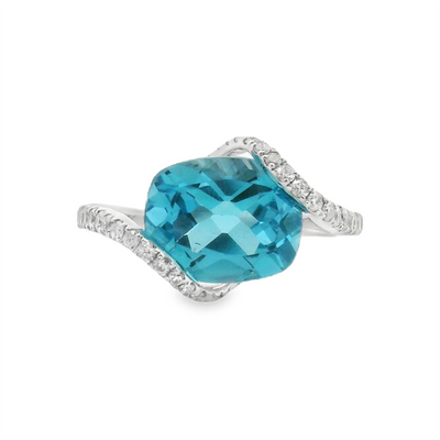 Blue Topaz & Diamond Fashion Ring