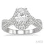 Oval Shape Semi-Mount Halo Diamond Engagement Ring