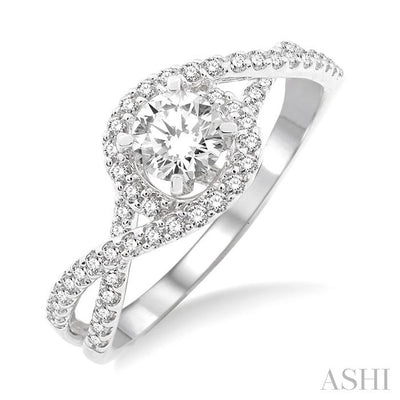 Round Shape Halo Diamond Engagement Ring