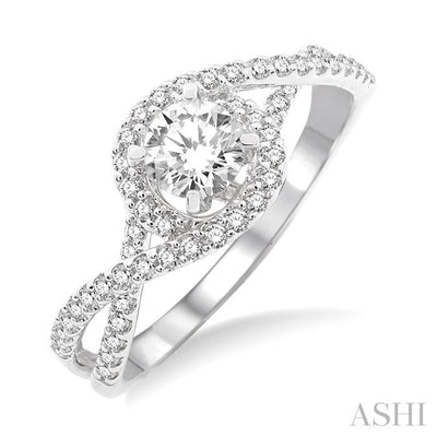 Round Shape Halo Diamond Engagement Ring