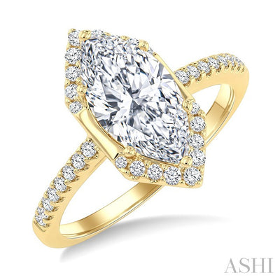 Marquise Shape Semi-Mount Diamond Engagement Ring