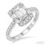 Emerald Shape Semi-Mount Halo Diamond Engagement Ring