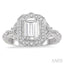 Emerald Shape Semi-Mount Halo Diamond Engagement Ring