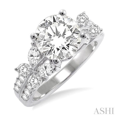 Round Shape Semi-Mount Diamond Engagement Ring