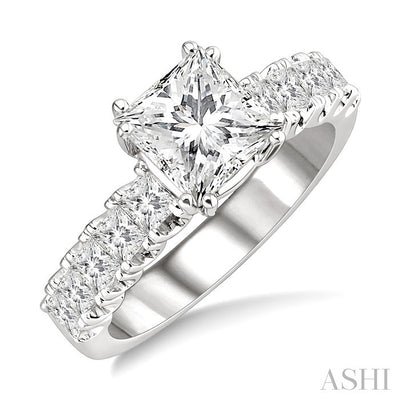 Princess Shape Semi-Mount Diamond Engagement Ring