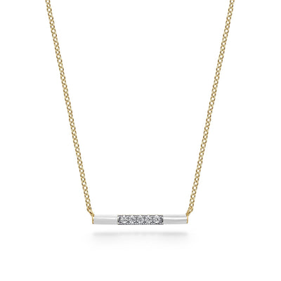 White Enamel Diamond Bar Necklace