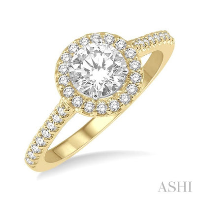Round Shape Halo Diamond Engagement Ring