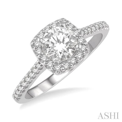 Cushion Shape Halo Diamond Engagement Ring