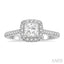 Princess Shape Semi-Mount Halo Diamond Engagement Ring