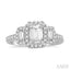 Emerald Shape Halo Diamond Engagement Ring