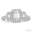 Emerald Shape Semi-Mount Halo Diamond Engagement Ring