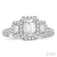 Emerald Shape Semi-Mount Halo Diamond Engagement Ring