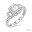 Emerald Shape Semi-Mount Halo Diamond Engagement Ring