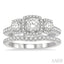 Cushion Shape Past Present & Future Halo Diamond Wedding Set