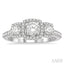 Cushion Shape Past Present & Future Halo Diamond Engagement Ring