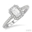 Emerald Shape Semi-Mount Halo Diamond Engagement Ring