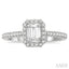 Emerald Shape Semi-Mount Halo Diamond Engagement Ring