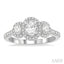 Oval Shape Past Present & Future Halo Diamond Engagement Ring
