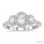 Oval Shape Past Present & Future Halo Diamond Engagement Ring