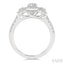 Oval Shape Past Present & Future Semi-Mount Halo Diamond Engagement Ring