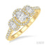 Oval Shape Past Present & Future Semi-Mount Halo Diamond Engagement Ring