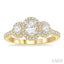 Oval Shape Past Present & Future Semi-Mount Halo Diamond Engagement Ring