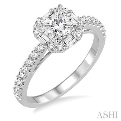 Princess Shape Halo Diamond Engagement Ring