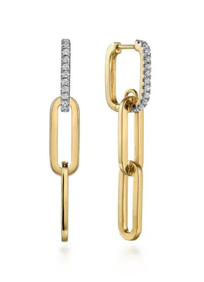 Diamond Paperclip Drop Earrings