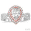 Pear Shape Semi-Mount Halo Diamond Engagement Ring