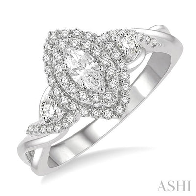 Marquise Shape Halo Diamond Engagement Ring