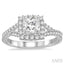 Princess Shape Semi-Mount Halo Diamond Engagement Ring