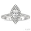 Marquise Shape Semi-Mount Halo Diamond Engagement Ring