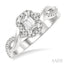 Emerald Shape Semi-Mount Halo Diamond Engagement Ring