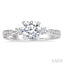 Round Shape Past Present & Future Semi-Mount Diamond Engagement Ring